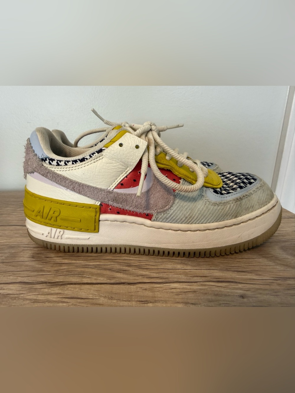 Nike Women's Air Force 1 Shadow AF1 Patchwork Sail Blue White size 7